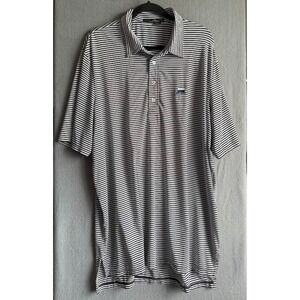 RLX Ralph Lauren Golf Polo‎ Shirt Men XXL Black Striped Stretch Atlantic Casual